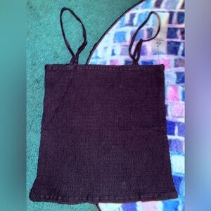 Mono B Black Cotton Crop Top - Size Large